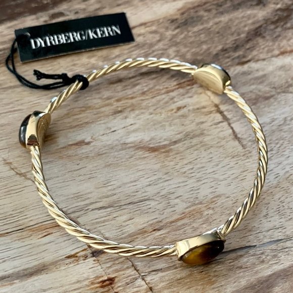 Dyrberg/Kern Dolkar Tiger's Eye Bangle bracelet Size I - Picture 1 of 3